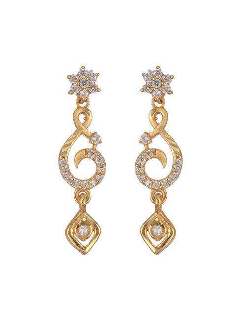 Gold Plated Zircon Studded Geometric Minimal Delicate Jewellery Set