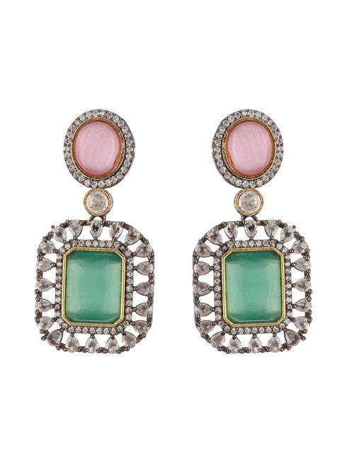Gold Toned Pink & Mint Kundan Studded Double Lined Bridal Jewellery Set