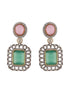 Gold Toned Pink & Mint Kundan Studded Double Lined Bridal Jewellery Set