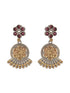 Dual Toned Silver Oxidised Maroon Pearl Beaded Floral Statement jewellery Set