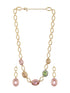 Anti-Tarnish Gold Plated Crystal Studded Link Chain Necklace jewellery Set
