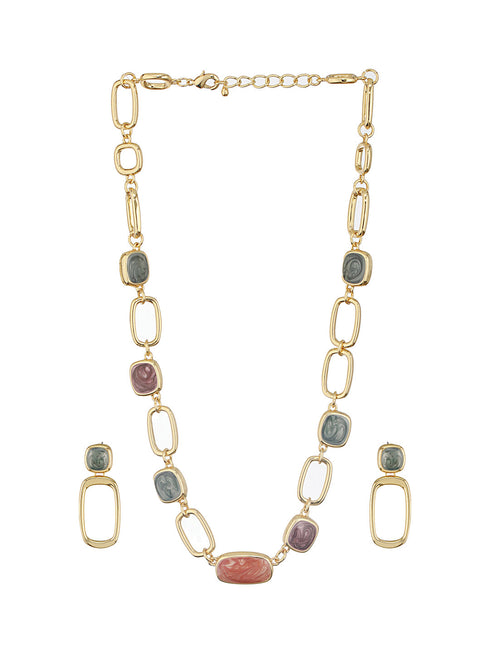 Anti-Tarnish Gold Plated Turquoise Enamelled Quirky Drop Earrings