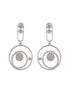Silver Toned CZ Studded Modern Minimal Designer Concentric Chandbali Earrings