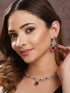 Silver Plated Red CZ Studded Statement Necklace Jewellery Set