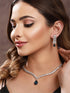 White Rhodium Blue Zircon Studded Statement Necklace Jewellery Set