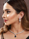 White Rhodium Blue Zircon Studded Statement Necklace Jewellery Set