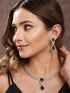 Silver Plated Green Zircon Minimal Necklace Jewellery Set