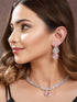White Rhodium Pink Zircon Studded DeSigner Necklace jewellery Set