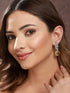 Silver Toned Yellow Citrine CZ Studded Statement Earrings
