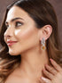 Silver Toned Yellow Citrine CZ Studded Statement Earrings