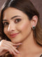 Rose Gold Plated Green AD Stuuded Minimal Studds Earring