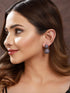 Rhodium Plated Purple Amethyst Studded Circular Drop earrings