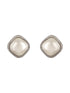Silver Toned Pearl Minimal Square Studds Earring