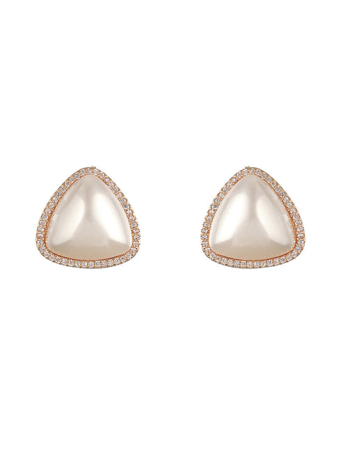 Gold Toned Freshwater Pearl Minimal Triangular Studds earringsEarring