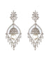 Silver Plated CZ Studded & Pearl Beaded Delicate Jhumka Chandelier Earrings