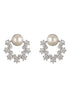 Silver toned Pearl & CZ Studded Minimal Hoop Studds Earring