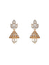Gold Plated Zircon & Pearl Beaded Minimal Jhumka Earring