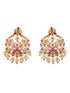 22k Gold Plated Red Kempo Temple Chandbali Earrings