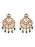 20K Gold Plated Red Stones Studded & Beaded Temple Chandbali Earrings