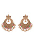 22K Gold Plated Red Kempo Lakshmiji Temple Chandbali Earrings