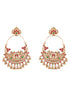 22K Gold Plated Red Stone Studded peacock Temple Chandbali Earrings