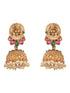 22K Gold-Plated Stone-Studded & Beaded Temple Lakshmiji Coin Bridal Jewellery Set
