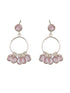 Silver Toned Pink AD Studded Minimal Necklace Chandbali Jewellery Set