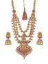 22K Gold-Plated Stone-Studded & Beaded Temple Lakshmiji Coin Bridal Jewellery Set
