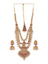 22K Gold-Plated Stone-Studded & Beaded Temple Lakshmiji Coin Bridal Jewellery Set