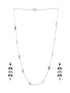 Silver Toned Amethyst Purple Minimal Necklace With Floral earrings Jewellery Set