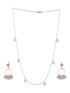 Silver Toned Pink AD Studded Minimal Necklace Chandbali Jewellery Set
