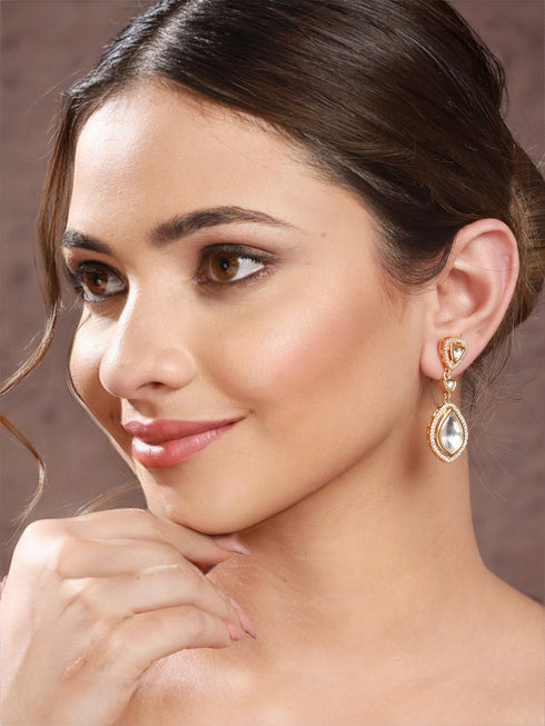Gold Plated Original Kundan Studded Dangler Earring