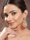 Gold Toned Kundan Studded Pink Dropdown Chandelier Earrings