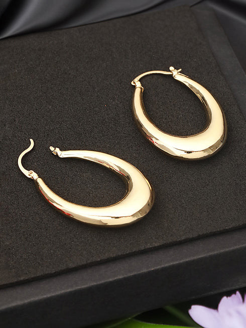 Anti-Tarnish Gold Plated U -Shaped Chunky Hoop Earrings