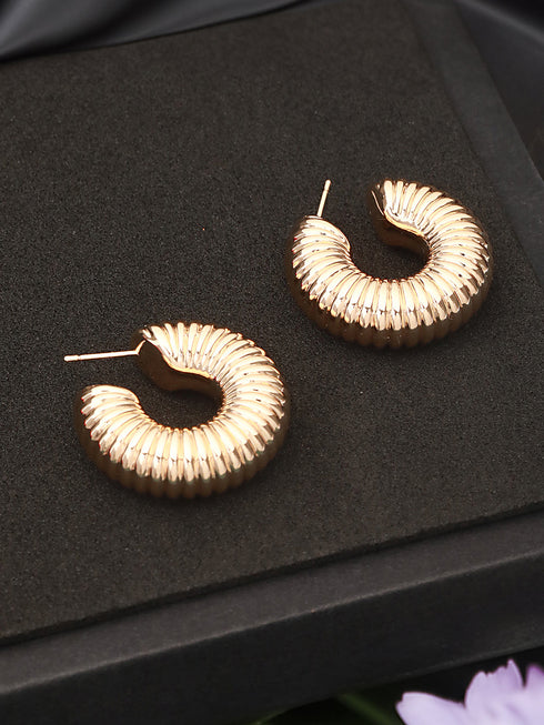 Anti-Tarnish Gold Plated Twister C Hoop Earrings