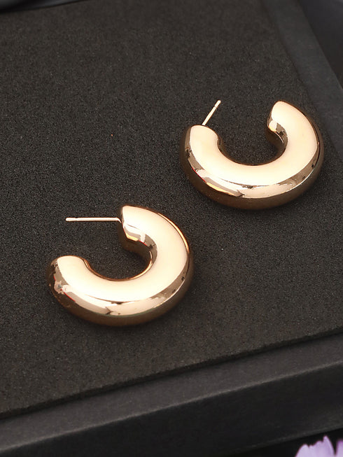 Anti-Tarnish 18 k Gold Plated Bold Statement C Half Hoop earrings