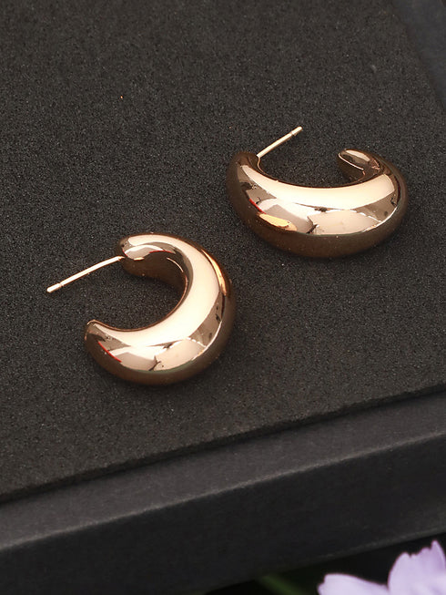 Anti-Tarnish 18k Gold Plated Dome Shaped Half Hoop