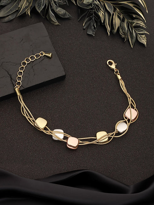 Anti-tarnish 18k Gold Plated Chunky Charm Stack Link Chain Bracelet