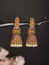 Gold Matt Polish Zircon Studded Lakshmiji Motif Designer Danggling Earring