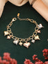 Anti-Tarnish 18k Gold Plated Heart Shaped Charm Link Wraparound Bracelet