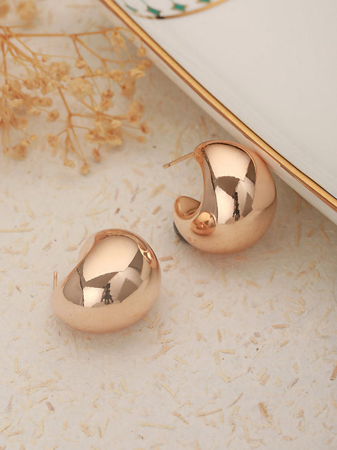 Anti-Tarnish Rose Gold Plated Dome Shaped Statement Studds Earrings