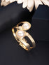 Anti-Tarnish 18k Gold Plated Pearl Studded Cuff Bangle Bracelet
