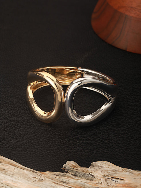 Anti-Tarnish 18k Dual Toned Quirky Kada Cuff Bracelet