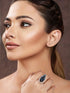 Silver Toned Blue CZ Minimal Luxe Finger Rings