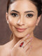 Silver Toned Red Ruby CZ Minimal Luxe Finger Ring