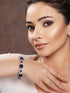 White Rhodium Plated Blue wraparound Tennis Statement Bracelet