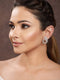 Silver Toned CZ Studded Hoop Studs earrings