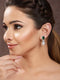 Silver Plated Green CZ Pearl Beaded Minimal Earring