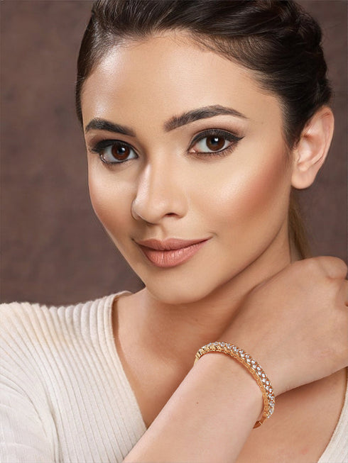 Gold Plated CZ Studded Minimal Bangle Bracelet