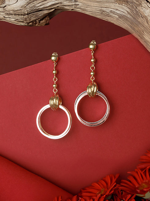 Anti-Tarnish 18k Tri Colored Gold Polish Knotted Drop Earrings